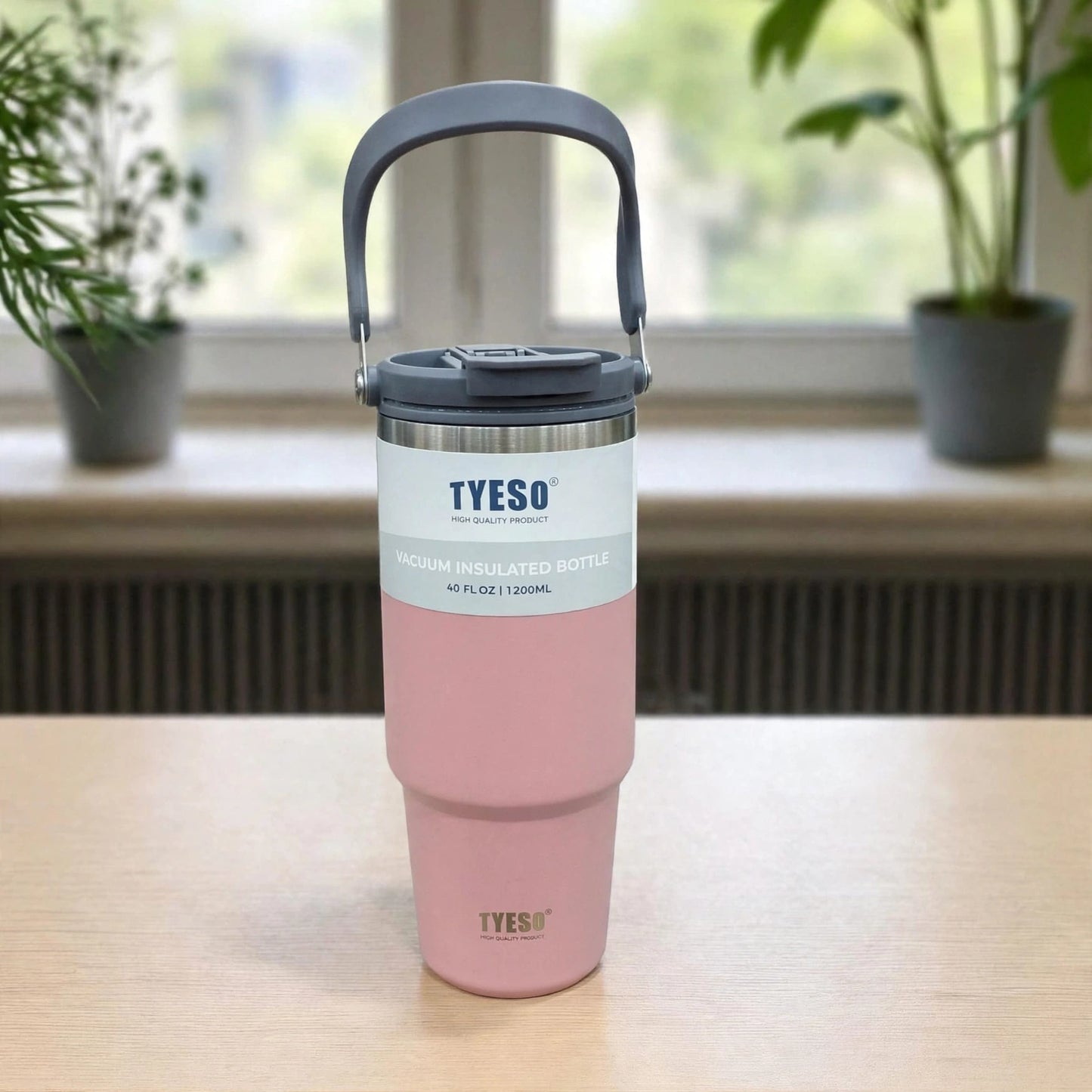 Tyeso 40oz (1200ML) Vacuum Insulated Stainless Steel Tumbler with Swing Carry Handle