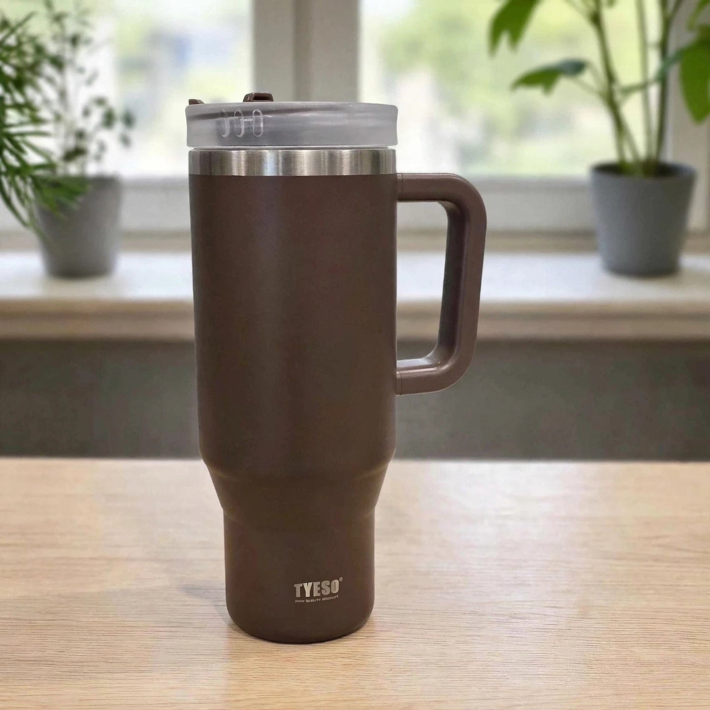 Authentic TYESO Aura 40oz (1200ML) Vacuum Insulated Stainless Steel Tumbler Mug with Handle — Mocha Brown