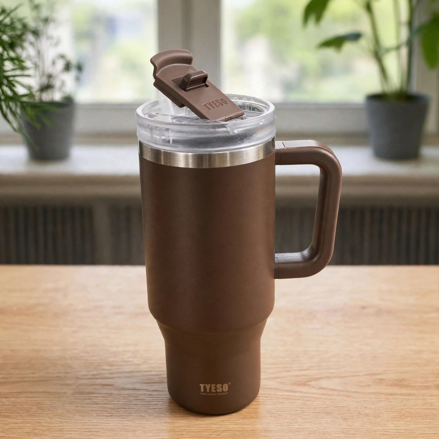 Authentic TYESO Aura 40oz (1200ML) Vacuum Insulated Stainless Steel Tumbler Mug with Handle — Mocha Brown