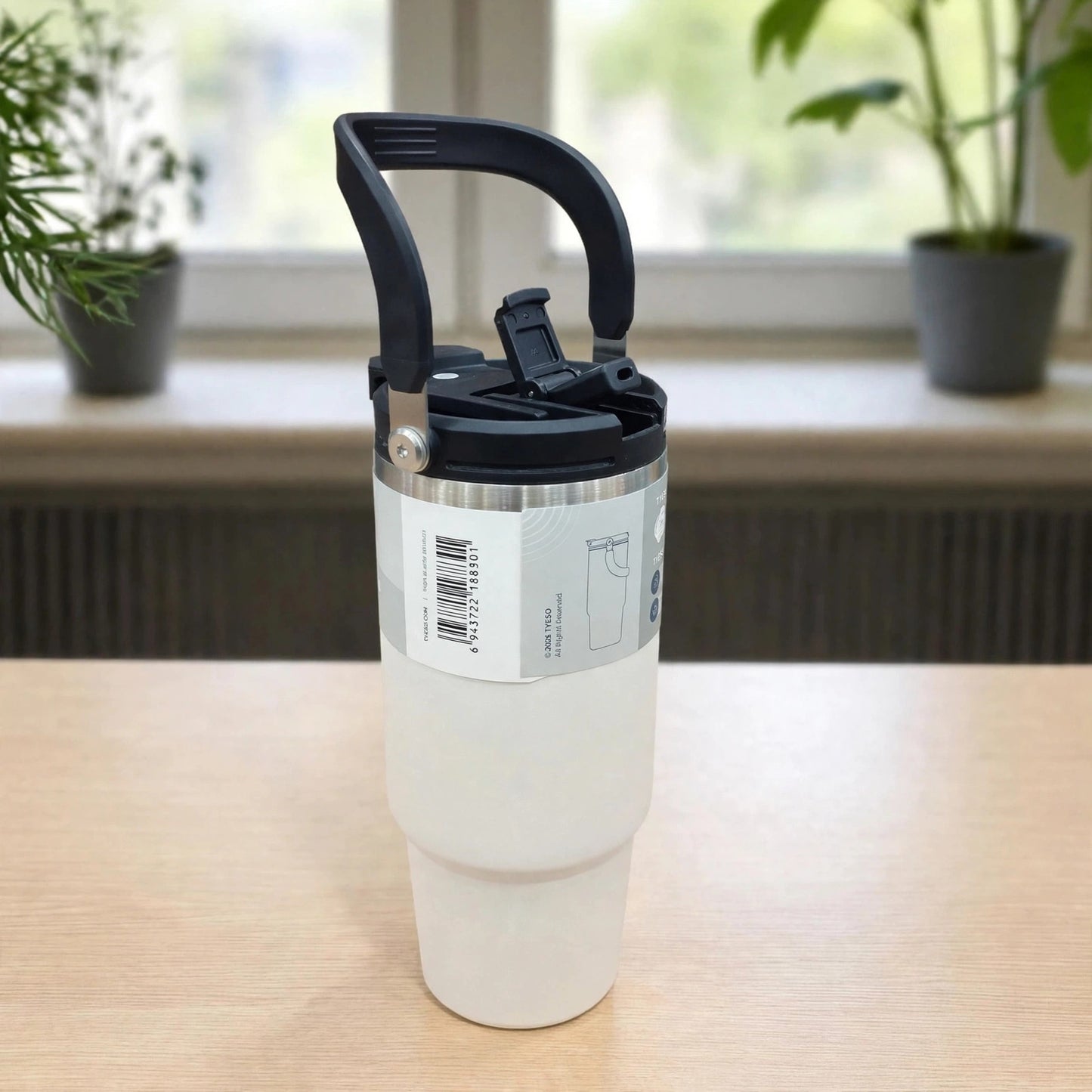 Tyeso 40oz (1200ML) Vacuum Insulated Stainless Steel Tumbler with Handle - Matte White