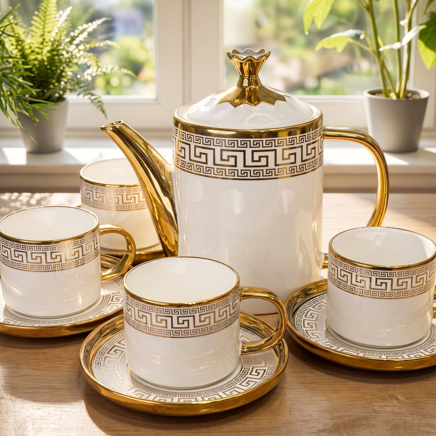 Luxury 18 Pcs Ceramic Tea & Coffee Set with Stand